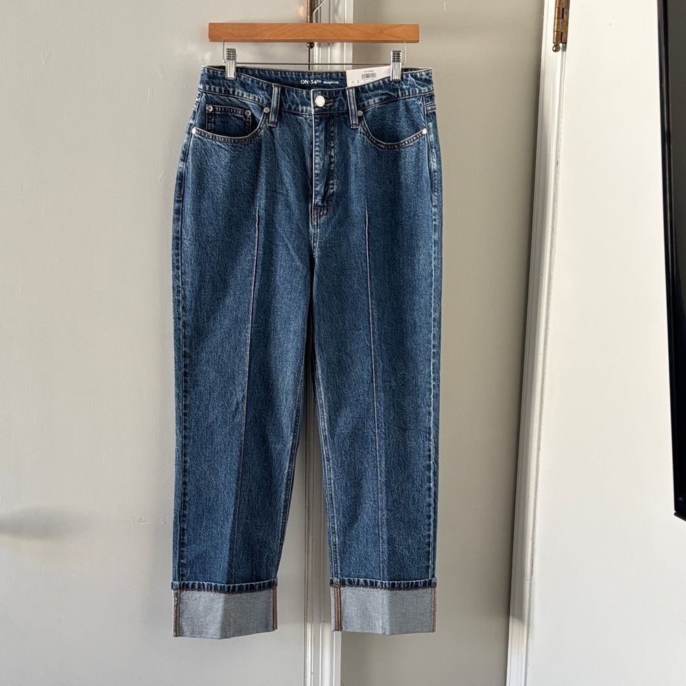Womens Classic Blue Straight Leg Cuffed Jeans 10